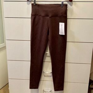 NWT Athleta Delancey Herringbone Leggings/Tights in Chocolate Brown size S
